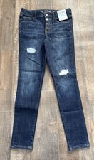 Cat Jack Girls Skinny Jeans SZ 12 Faux Button Fly Stretch Adjustable Waist NEW