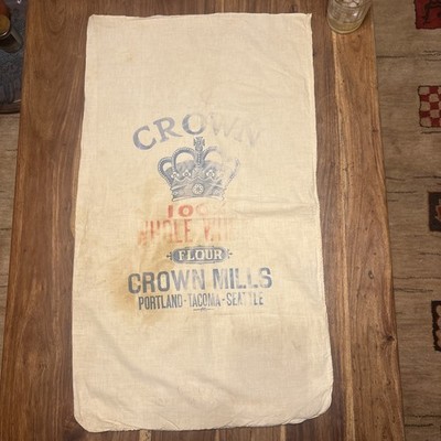 vintage 1930s-40s Crown Mill portland Tacoma Seattle flour sack 36 x19 