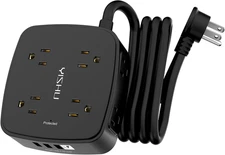 6 Ft Surge Protector Power Strip - 8 Widely Outlets with 4 USB Ports, 3 Side Out