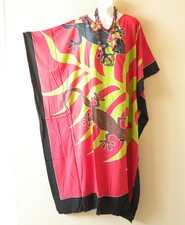 KD443 Indian Red Batik Kaftan Plus Caftan Kimono Tunic Hippy Maxi Dress up to 7X