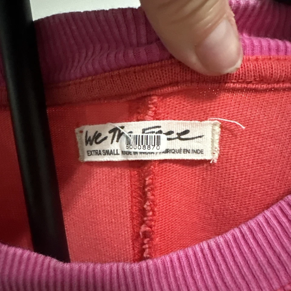 Free People 小号 We the Free Top 波西米亚粉色红色宽松 3/4 袖大码 — 第 2/4 张图片
