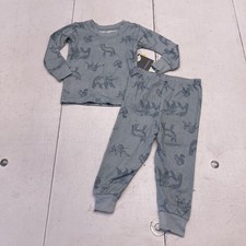 Modern Moments By Gerber Pajama Set Toddler Boys 18M Blue Animal Print Jersey