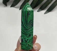 Rare Artificial Malachite Green Pillar - Polished Pointed Loose Faux Gemstones