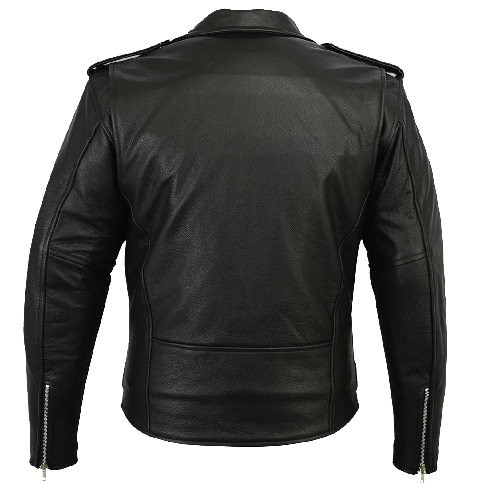 Men's Vintage Brando Style Black Leather Biker Motorcycle Jacket image 3