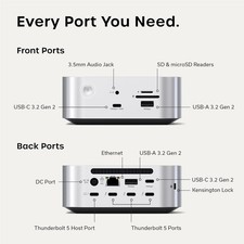 SATECHI Thunderbolt 5 CubeDock Dock Station 140W NVMe SSD 2.5GbE USB4 8K Silver