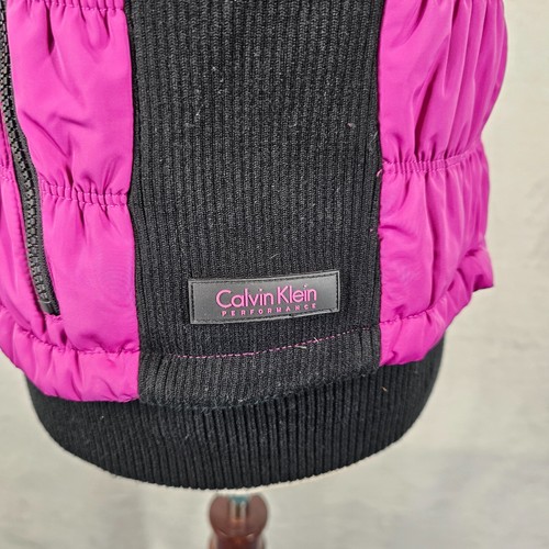 Calvin Klein Performance Puffer Sweater Vest Womens Medium Pink Ruched Full Zip - Picture 5 of 12