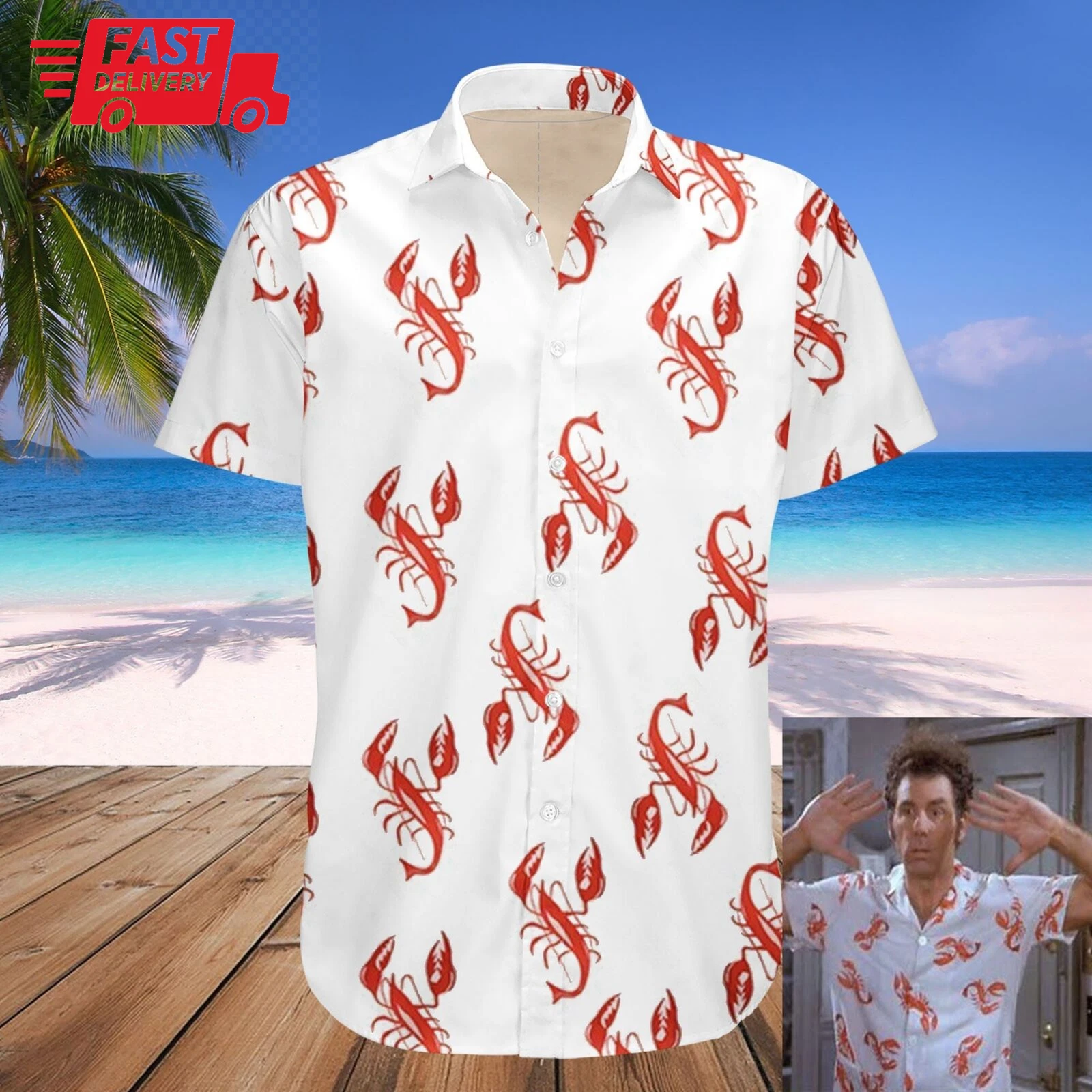 Lobster Kramer Seinfeld 3D HAWAII SHIRT Halloween Gift