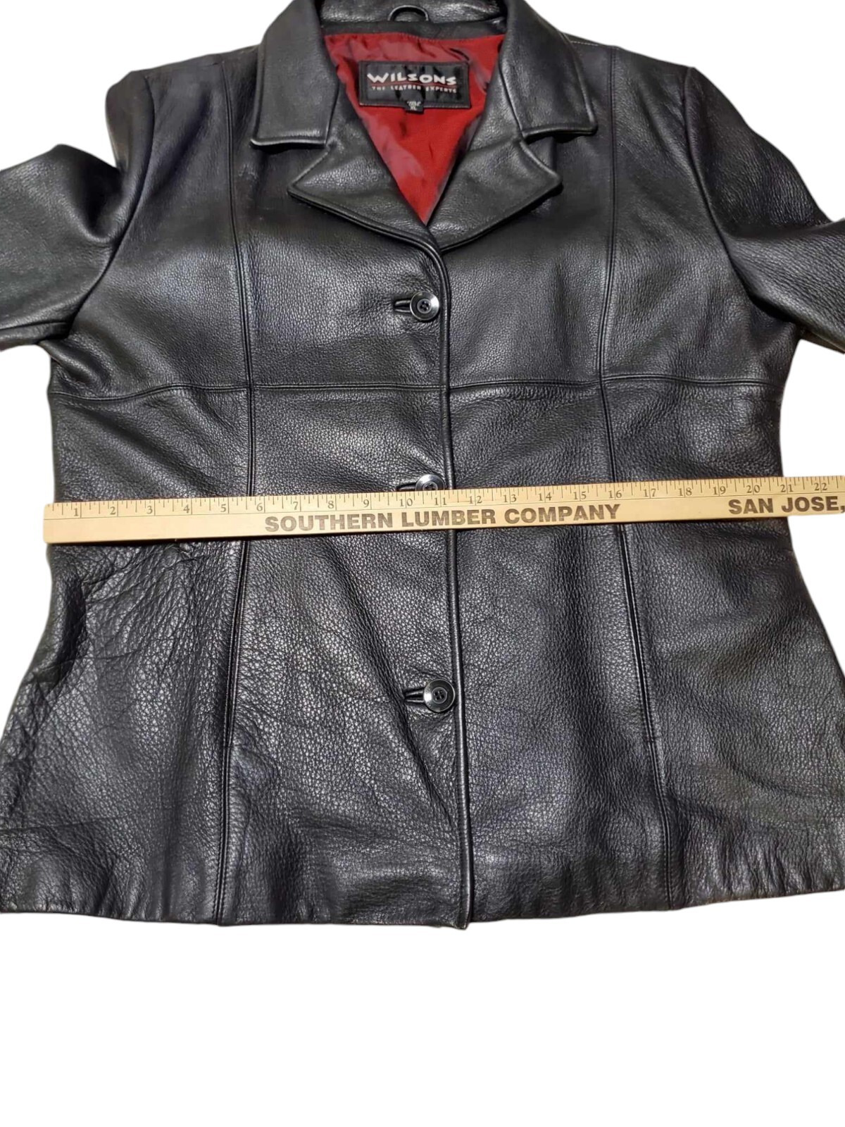 Wilsons Black Button Down  Leather Jacket Coat XL… - image 2