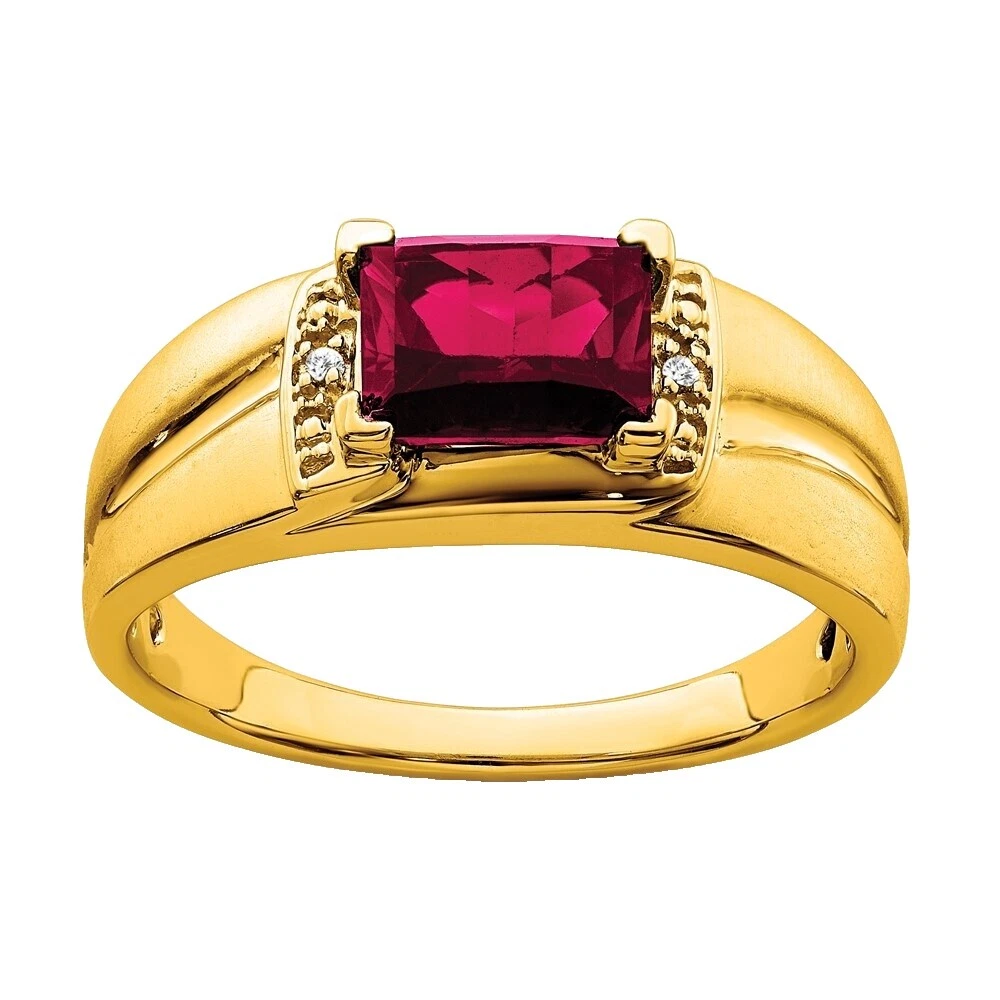 Anillo de Oro Amarillo Rubí 10 Anillos para hombres