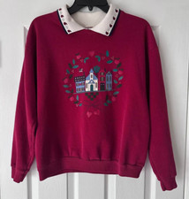 Vintage Gopher Sweatshirt Womens M Red Graphic Logo Collared Grandma 90s USA