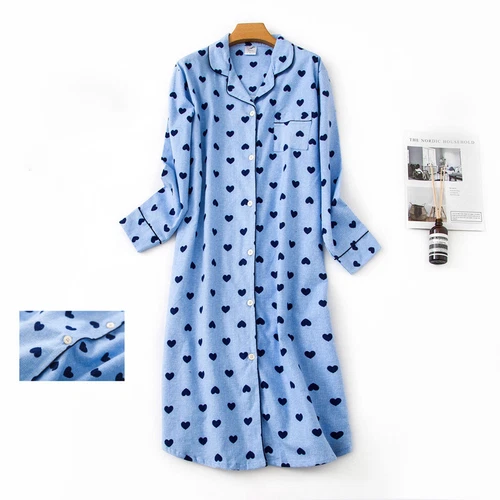 US Women's Flannel Cotton Long Sleeve Nightgown Nightwear Sleepwear/Sleep Dress - Bild 9 von 60