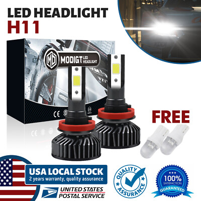 MGT H11 LED Headlight Bulb Low Beam with Fan 6000K Pure White Plug Play 2pcs