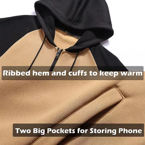Herren Reißverschluss Hoodie Herbst Winter Sweatshirt Colorblock warme Jacke schwer - Bild 7 von 39