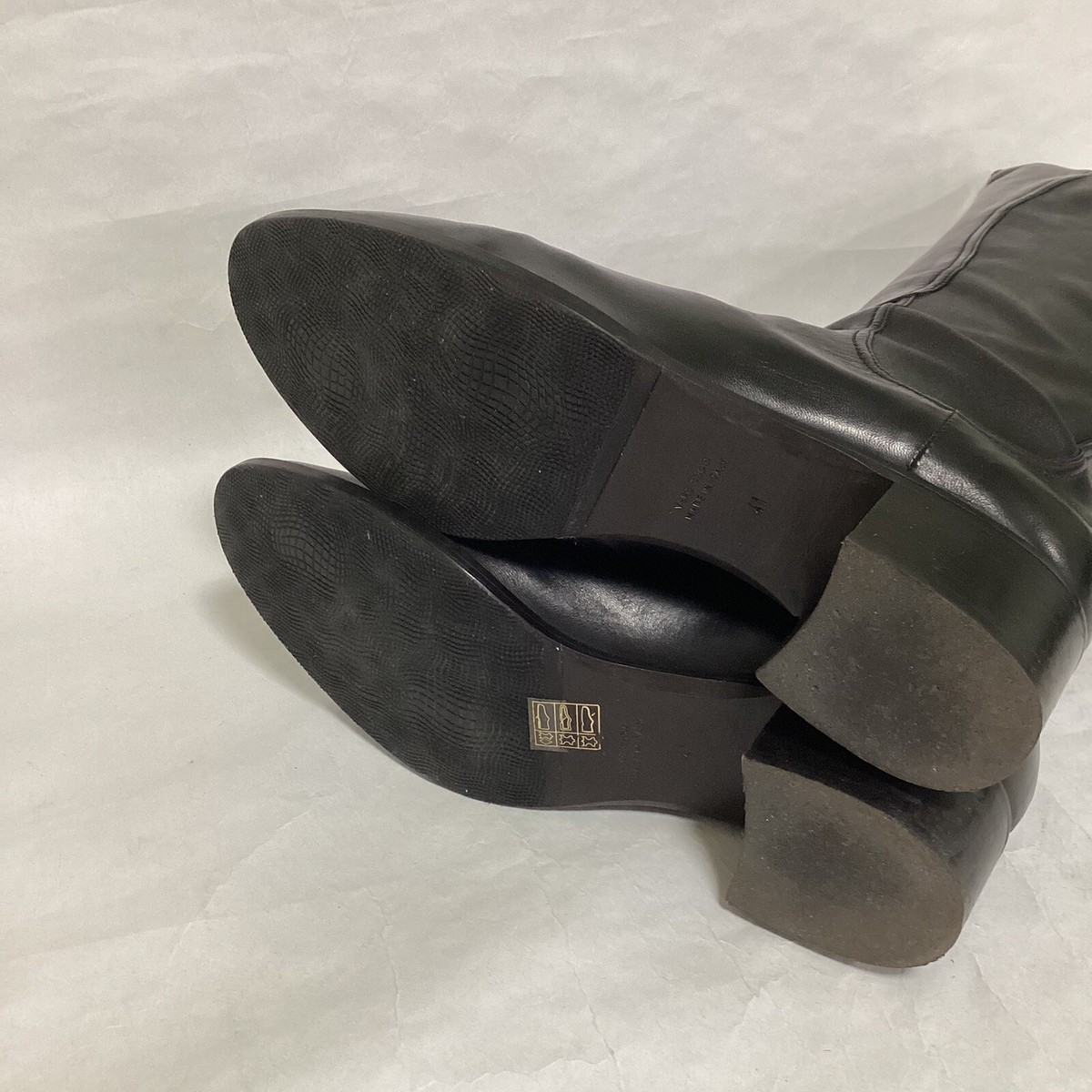 LORENZO MASIERO LEATHER KNEE HIGH BOOTS BLACK SIZE 41 EU