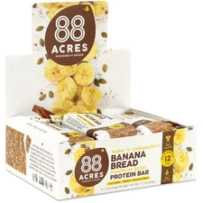 88 Acres Vegan Protein Bars Banana Bread Flavor 12g Protein 9 Count Pack