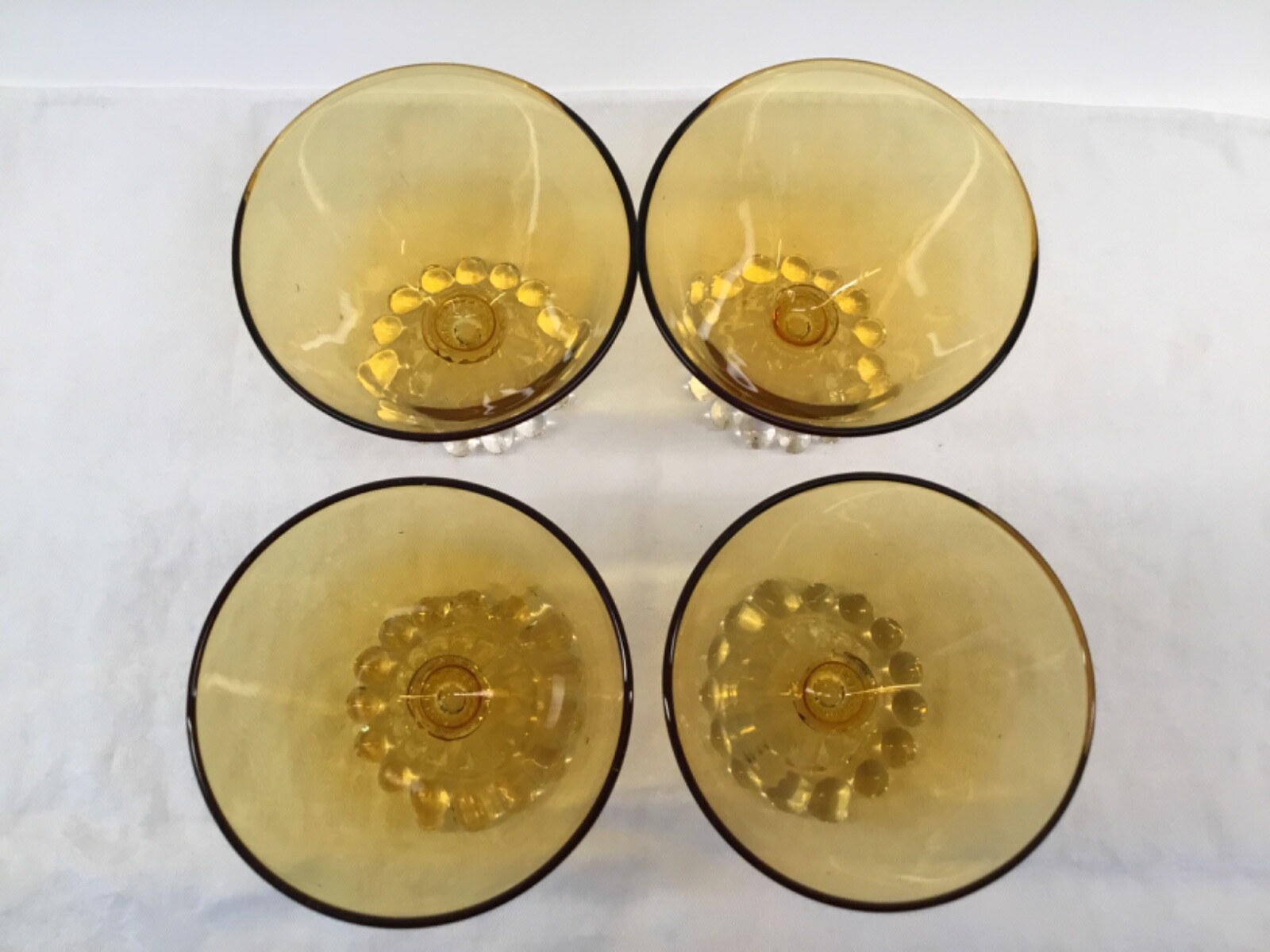 Set of 4 Vintage Anchor Hocking Boopie Footed Amber Sherbet/Dessert Glasses eBay
