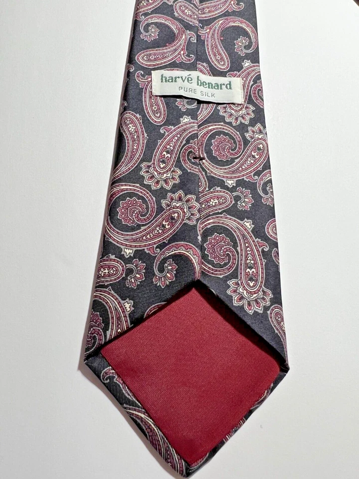 Corbata de cuello Harve Benard pura seda para hombre con estampado de cachemira clásica Foto 4 de 4