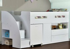 Supreme Midsleeper Bed With Stairs - Storage And Pull out Desk - Reversible