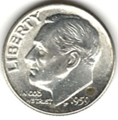 1959 D ROOSEVELT DIME in BRILLIANT UNCIRCULATED CONDITION stk RD 10