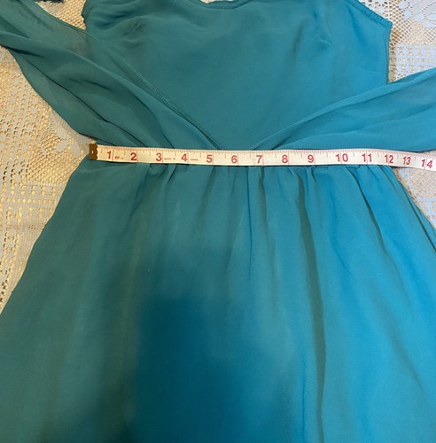 Women's Slim One-Shoulder Solid Sleeveless Midi Gown Dress, Teal, Small - Picture 7 of 9