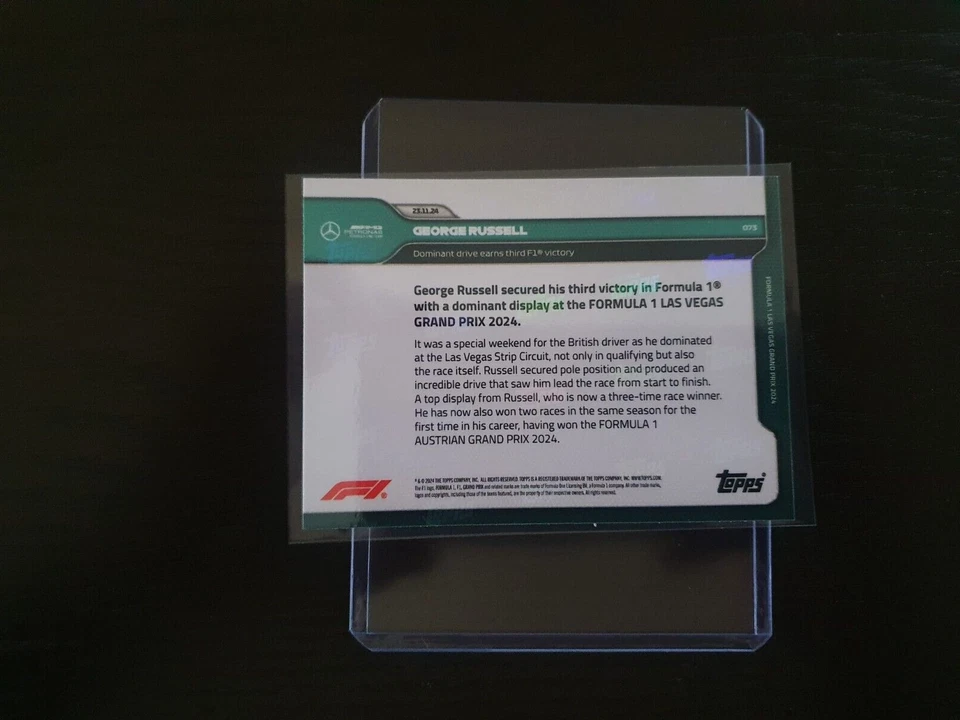 Topps Now F1 2024 #73 George Russell - Dominant drive earns third F1 victory - Image 2 of 4