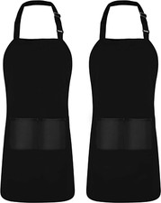 Delantal Con Pechera de Cocina Paquete de 2 Ajustable Con 2 Bolsillos Resistente