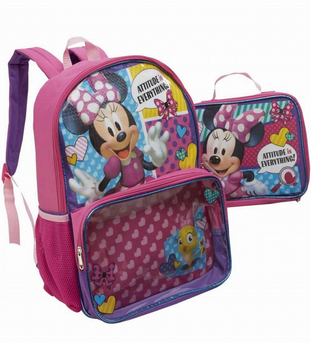 Minnie Mouse Glittery Backpack with Detachable Lunch Box Travel