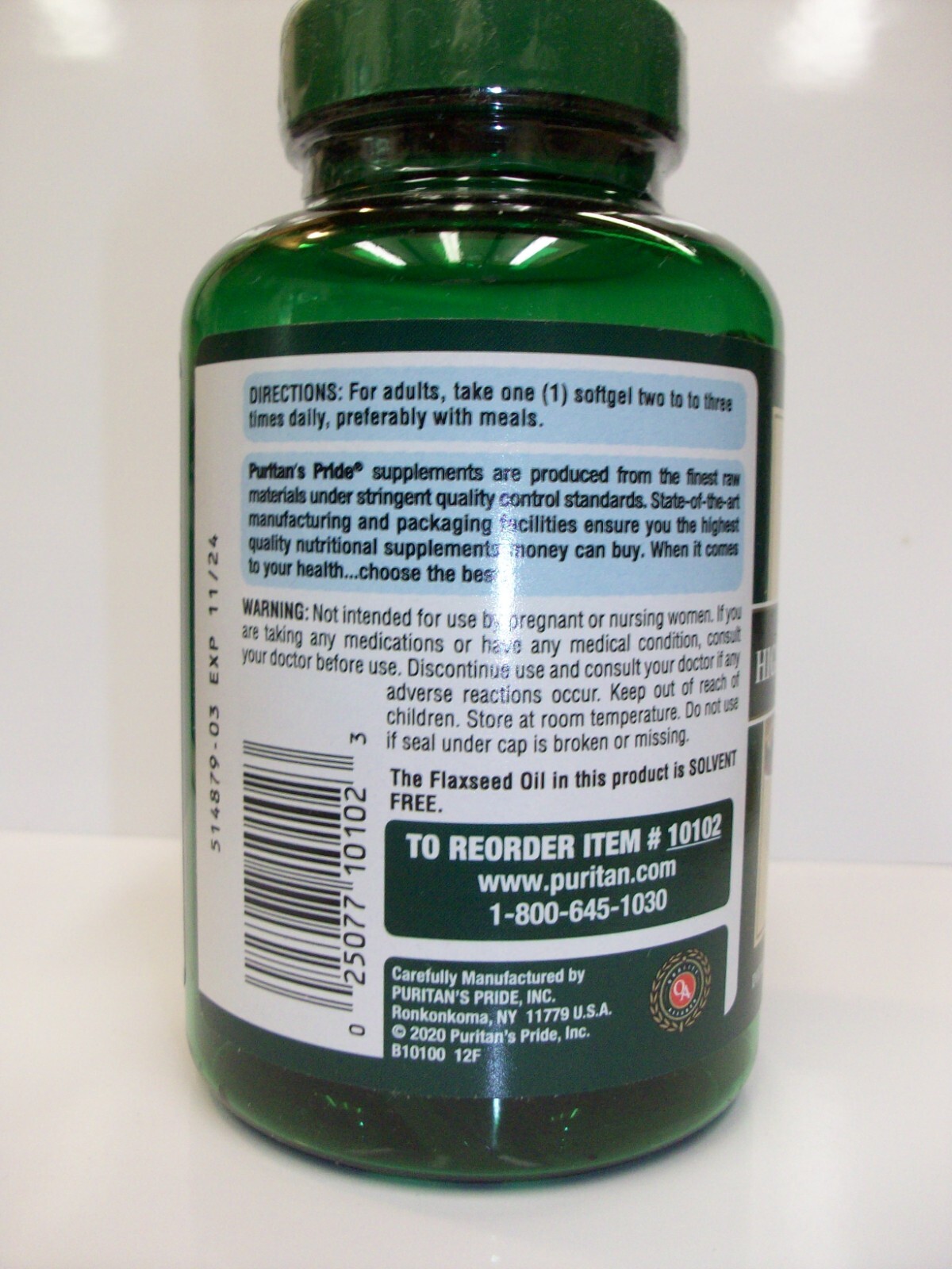 Natural, High Lignan Flaxseed Oil 1,000 mg Omega369 120 Softgels eBay