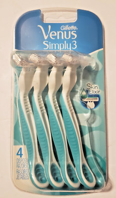 Gillette Venus Simply 3 Sensitive Women Disposable Razors Skin Elixir 4pk