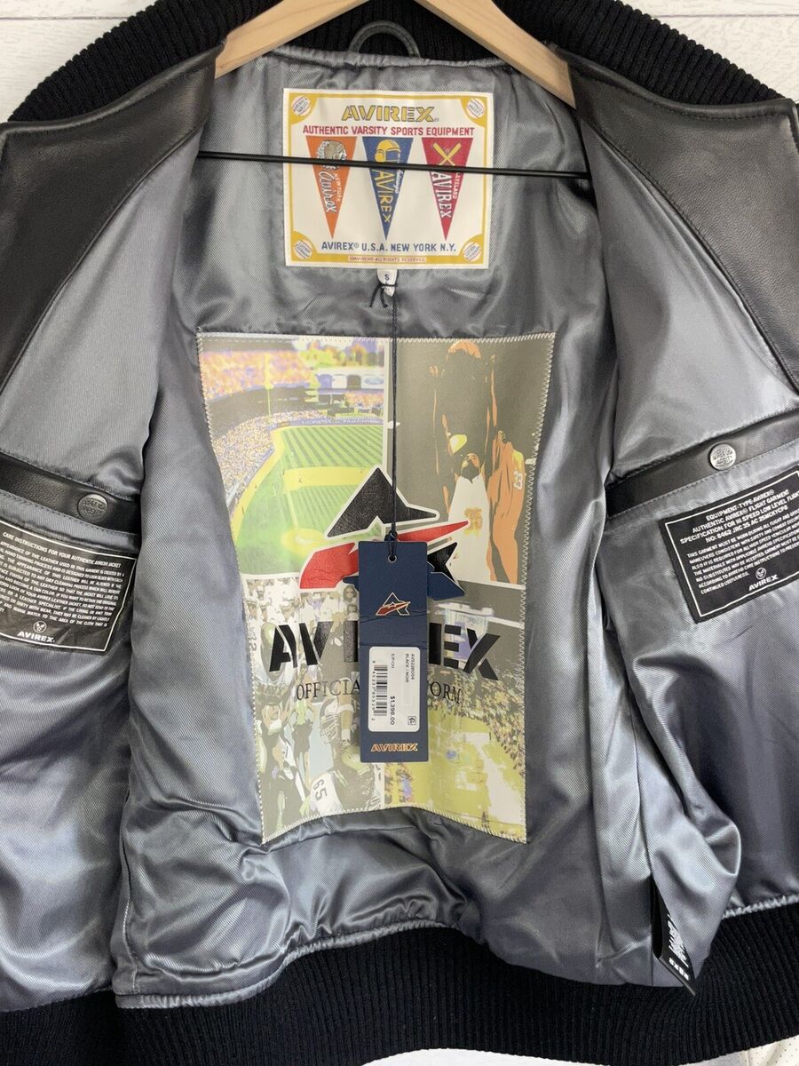 $1398 NWT Avirex Black Leather Varsity Jacket Size S | eBay $1398 NWT Avirex Black Leather Varsity Jacket Size S | eBay