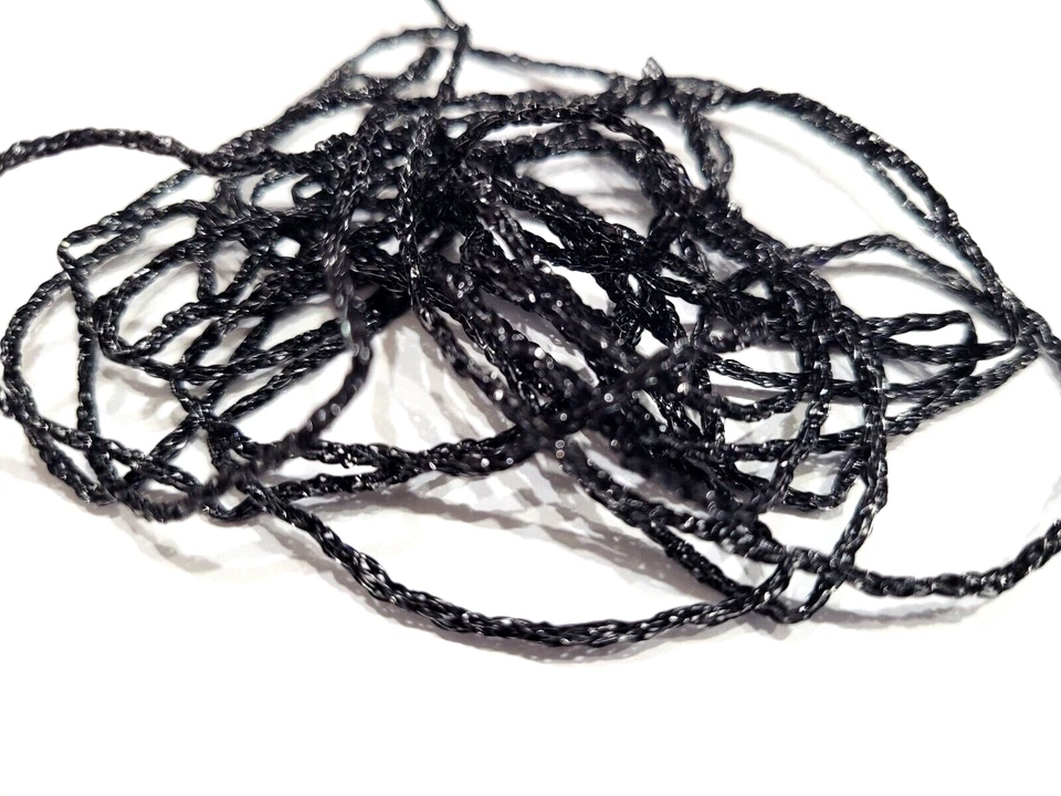 METALIC ROUND DIAMOND BRAID - BLACK - 1mm - Fly Tying Materials - 15ft (5 yds) - Image 2 of 3