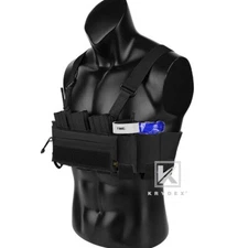 KRYDEX Concealed Carry Low Vis Ready Chest Rig Elastic w/ Main Candy Pouch Black