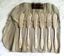 Clayborne Rockford Silver set of 6 Butter Spreaders Knives in Cloth Sleeve