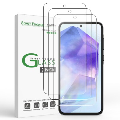 amFilm 3 Pack Screen Protector for Samsung Galaxy A55/A35 5G 2024,Bubble Free
