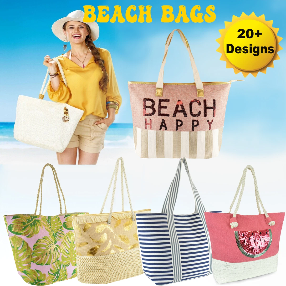 canvas designer beach bag