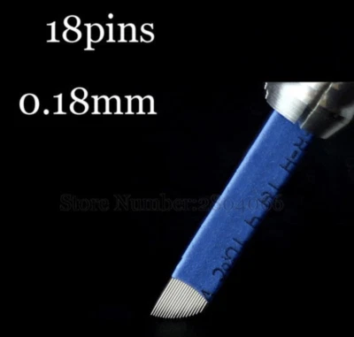 Microblading Blades 18cf 18 pin Shading Needles Eyebrow Tattoo Curved 0.18mm UK