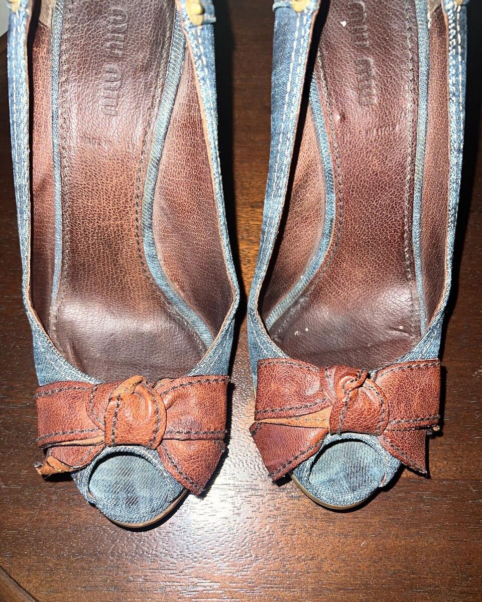 miu miu Blue Denim peep-Toe Wedges Size 39.5 | eBay miu miu Blue Denim peep-Toe Wedges Size 39.5 | eBay