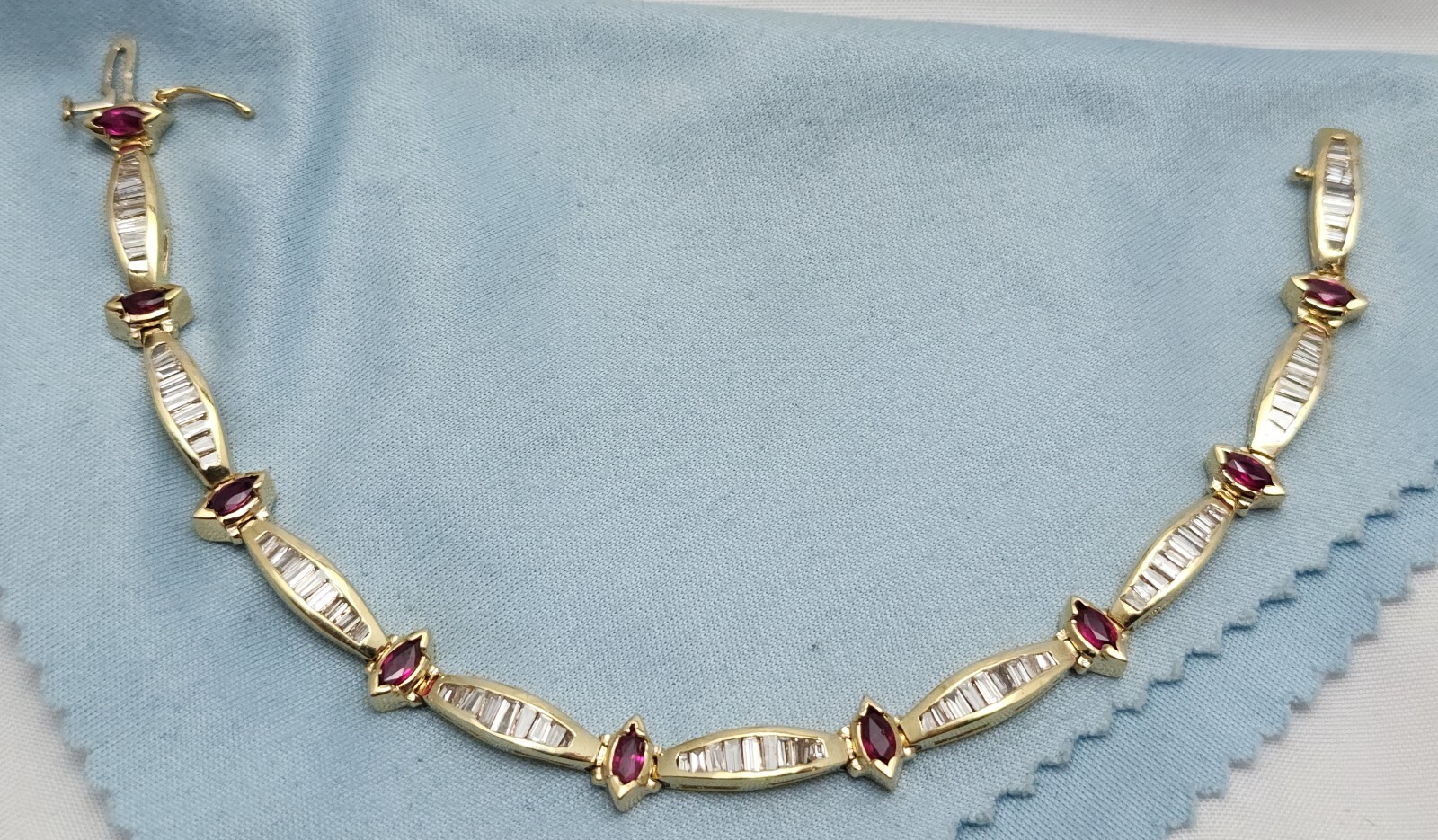 Unique 14K Solid Yellow Gold Designer Ruby & Diam… - image 4