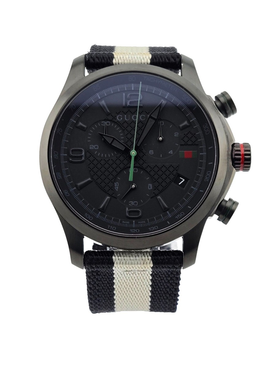 Gucci G-Timeless YA126244A Black Dial Nylon Strap Men's Watch | eBay