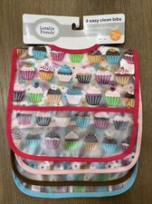 New 4 Pack LUVABLE FRIENDS BABY BIBS Waterproof Pink TPU Rubber Polyester