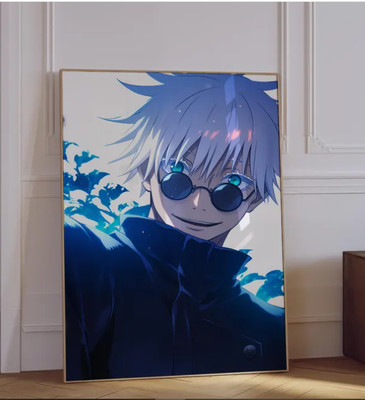 Anime Poster Blue Glow Aesthetic ,Cool Hero Wall Art Print