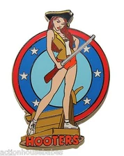 HOOTERS MILITARY NATIONAL GUARD REVOLUTIONARY FIGHTING GIRL GUN LAPEL PIN