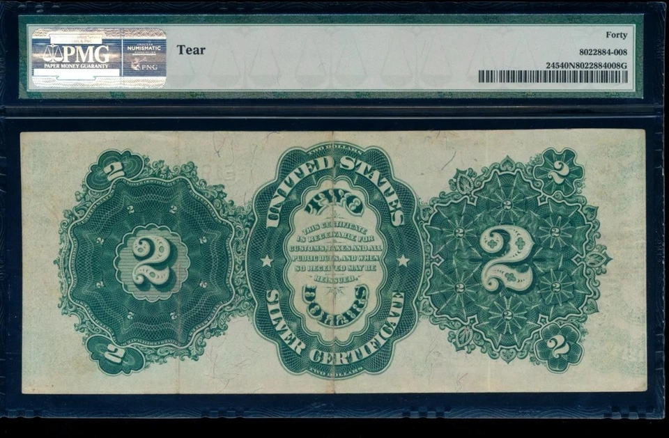 AC Fr 245 1891 $2 Silver Certificate PMG 40 NET. Windom, tough type!!! - Image 2 of 2