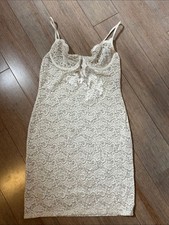 Natori VTG Cream Lace Slip with Underwire and Adjustable Straps nylon spandex S