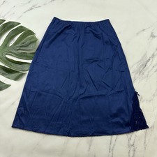 Maidenform Vintage Slip Skirt Size 27 S Navy Blue Lace Trim Sweet Nothings