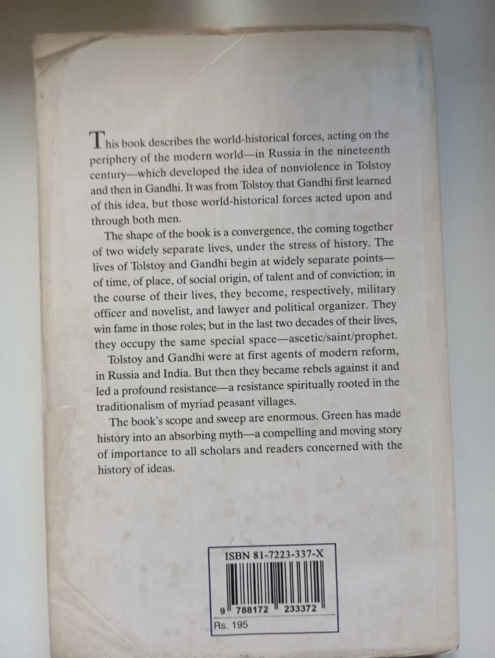 The origins of nonviolence, Martin Green, Tolstoy Gandhi, HarperCollins, 1998 - Immagine 2 di 4