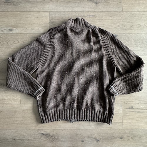 Gap Sweater Men’s XL Brown Chunky Knit Dual Full Zip Wool Blend Long Sleeve - Picture 5 of 17