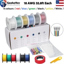 18 AWG Electrical Wire 18 Gauge Tinned Copper Stranded Wire 6 Colors 32.8ft Each