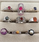 Lot of 9 Vintage Sterling Silver Rings Bands w/ Gems Marcasites