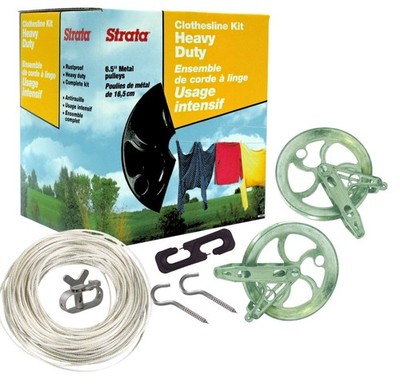 Ben-Mor Strata Gold Heavy Duty Clothesline Kit 150ft 6.5'' Pulleys Winch & Hooks